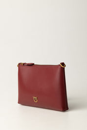 Pinko Pochette Flat con Logo e Tracolla 104277 A0F1 BORDEAUX MERLOT-ANTIQUE GOLD