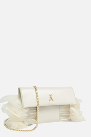 Patrizia Pepe Pochette Flat con Piume e Tracolla 2B0173 V055 WHITE