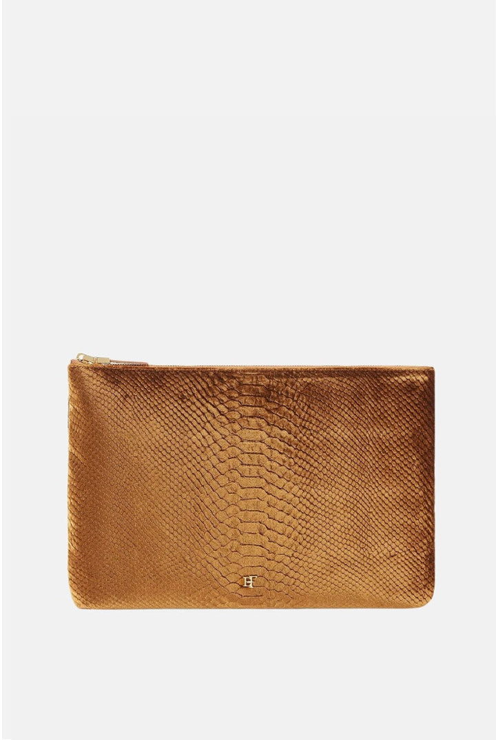 Elisabetta Franchi Pochette In Velluto con Stampa Cocco BS81A67E2 AMBRA