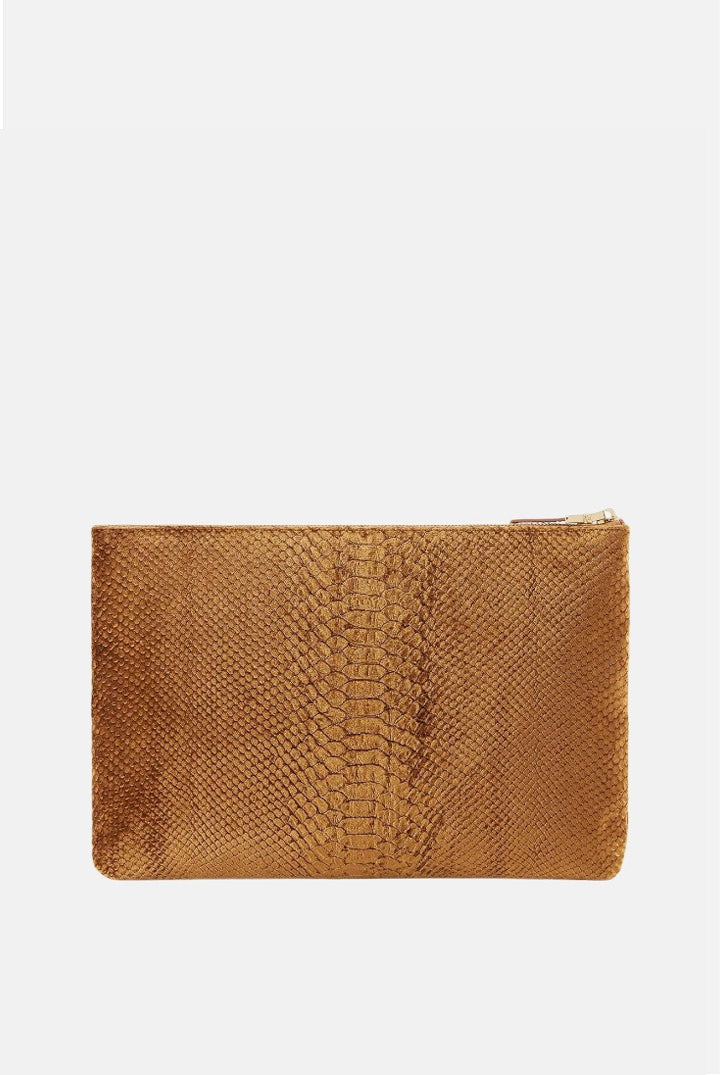 Elisabetta Franchi Pochette In Velluto con Stampa Cocco BS81A67E2 AMBRA
