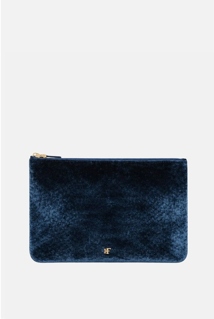 Elisabetta Franchi Pochette In Velluto con Stampa Cocco BS81A67E2 BLU NOTTE