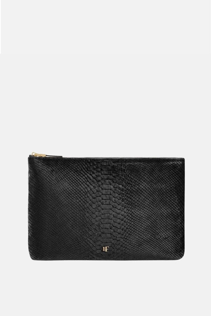 Elisabetta Franchi Pochette In Velluto con Stampa Cocco BS81A67E2 NERO