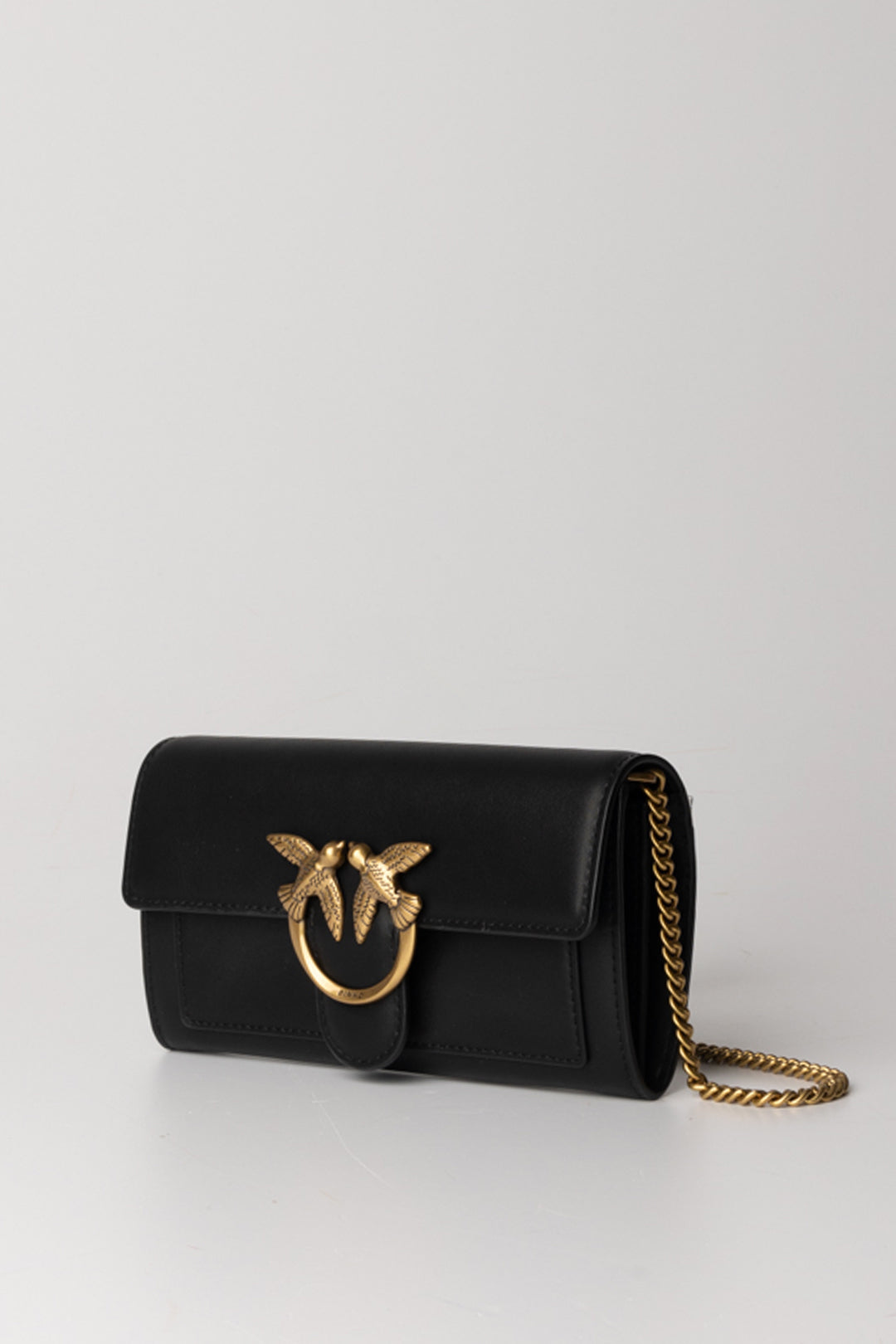 Pinko Pochette Love One Wallet 100062 NERO-ANTIQUE GOLD