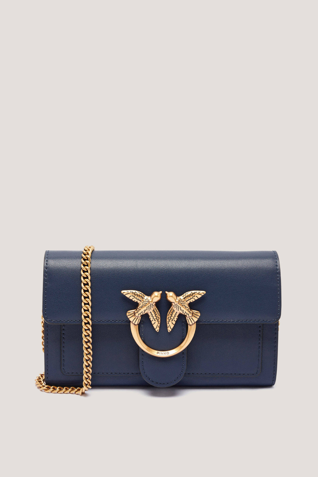 Pinko Pochette Love One Wallet BLU INDACO OMBROSO-ANTIQUE GOL