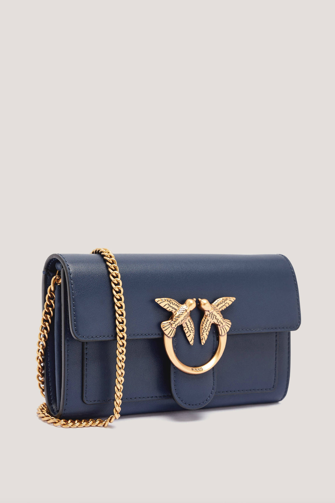 Pinko Pochette Love One Wallet BLU INDACO OMBROSO-ANTIQUE GOL