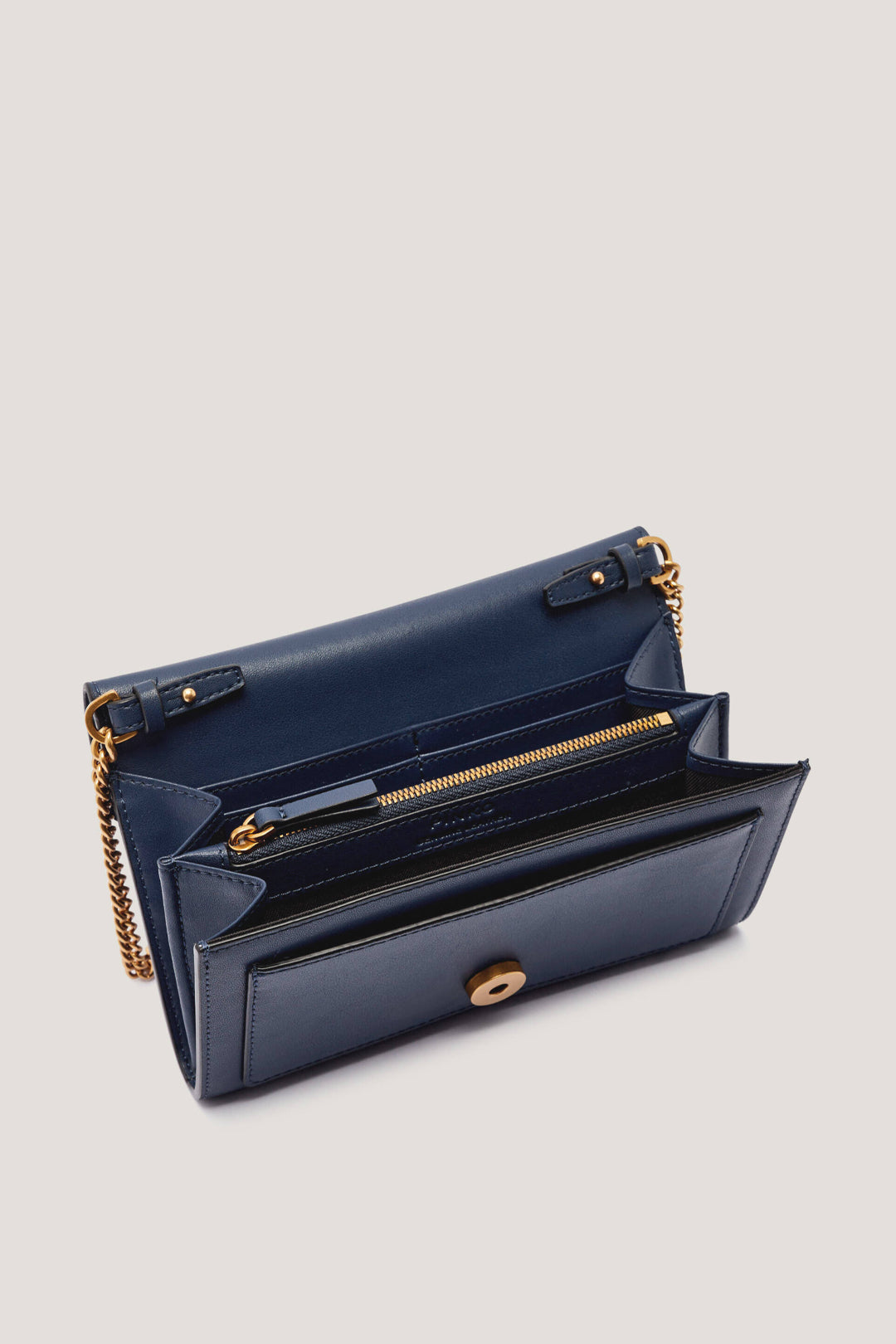 Pinko Pochette Love One Wallet BLU INDACO OMBROSO-ANTIQUE GOL