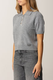 Pinko Polo Crop In Lana Merinos GRIGIO-MONUMENTO GR.