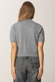 Pinko Polo Crop In Lana Merinos GRIGIO-MONUMENTO GR.