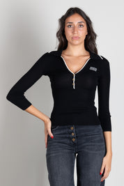 Elisabetta Franchi Polo In Maglia a Costine MK17B66E2 NERO/BURRO