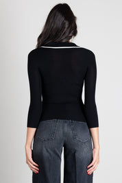 Elisabetta Franchi Polo In Maglia a Costine MK17B66E2 NERO/BURRO