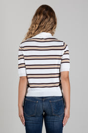 Angela Davis Polo In Maglia a Righe Bicolor RP9A56 MORO