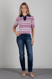 Angela Davis Polo In Maglia a Righe Multicolor RP9PA63 BLU