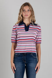 Angela Davis Polo In Maglia a Righe Multicolor RP9PA63 BLU