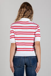 Angela Davis Polo In Maglia a Righe Rosse e Rosa RP9PA56 ROSSO