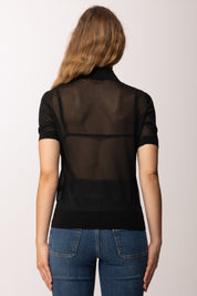 Elisabetta Franchi Polo In Maglia Velata con Bottoni Logo MK80B63E2 NERO