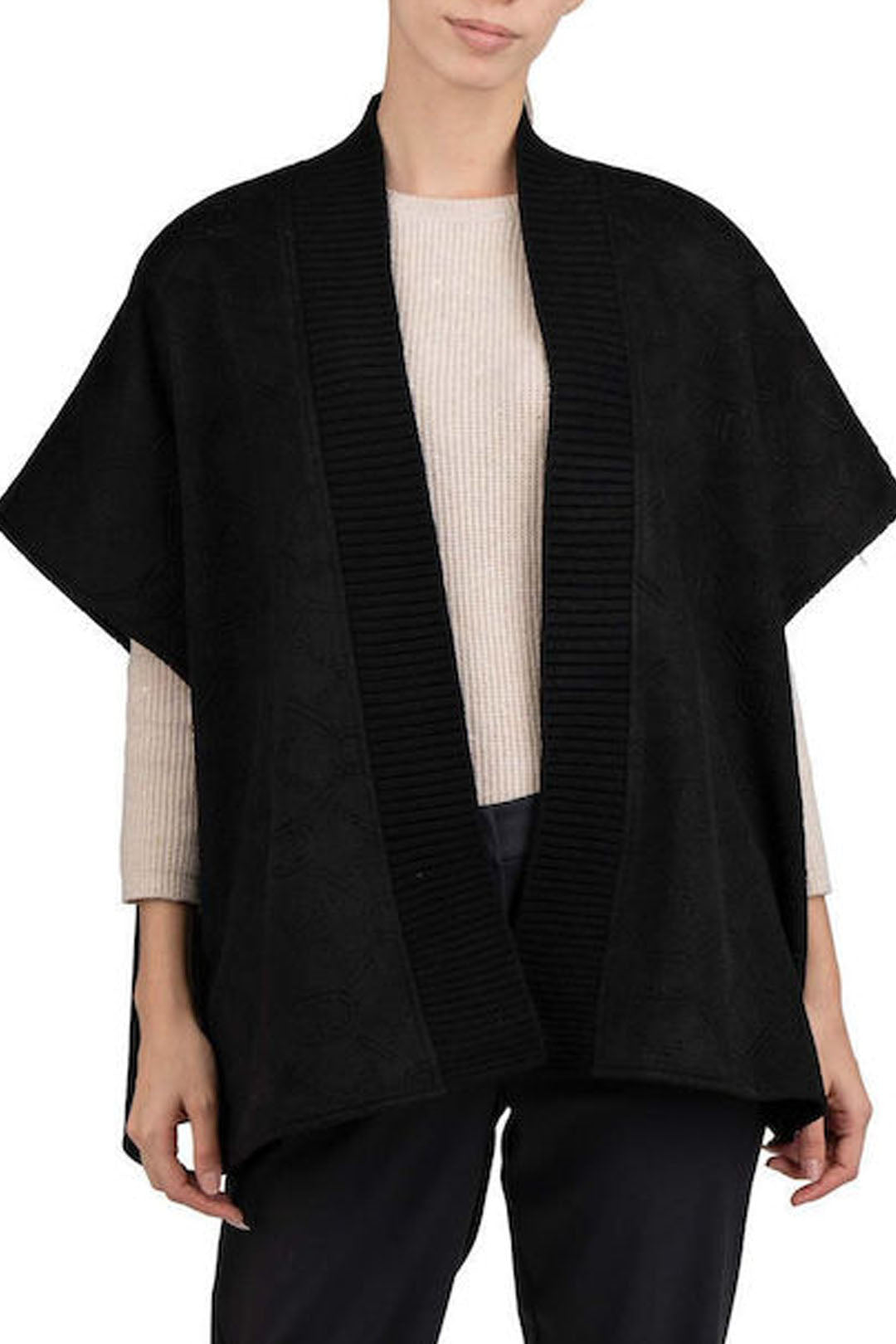 Twin-set Poncho con Profili a Costine 252TO5420 NERO