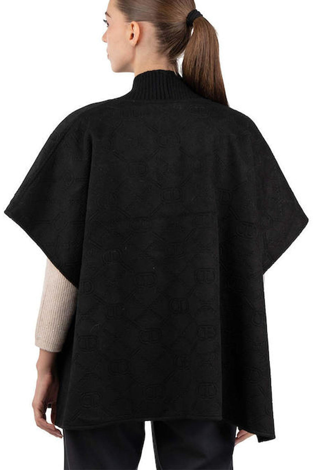 Twin-set Poncho con Profili a Costine 252TO5420 NERO