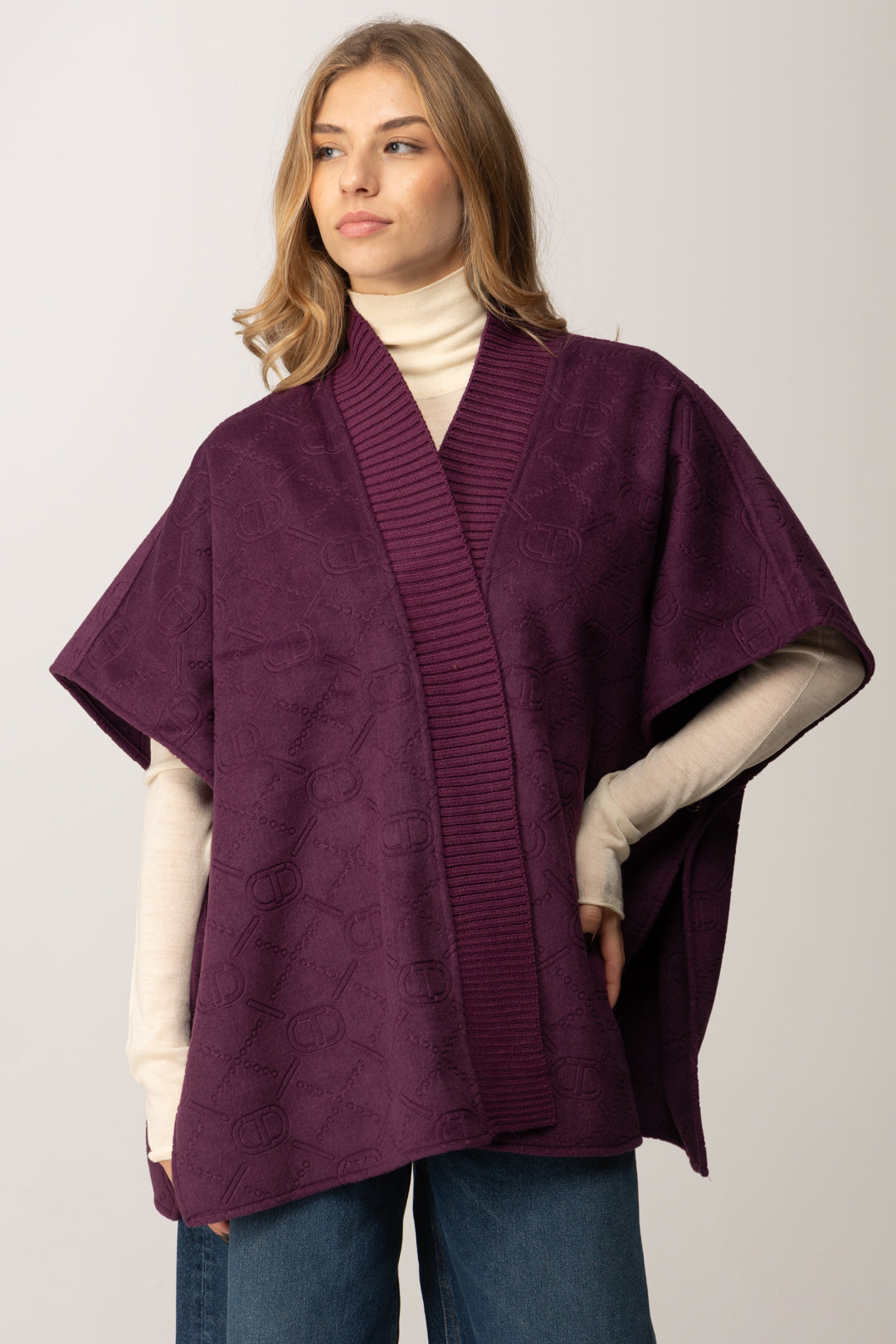 Twin-set Poncho In Maglia 252TO5420 PURPLE EDEN