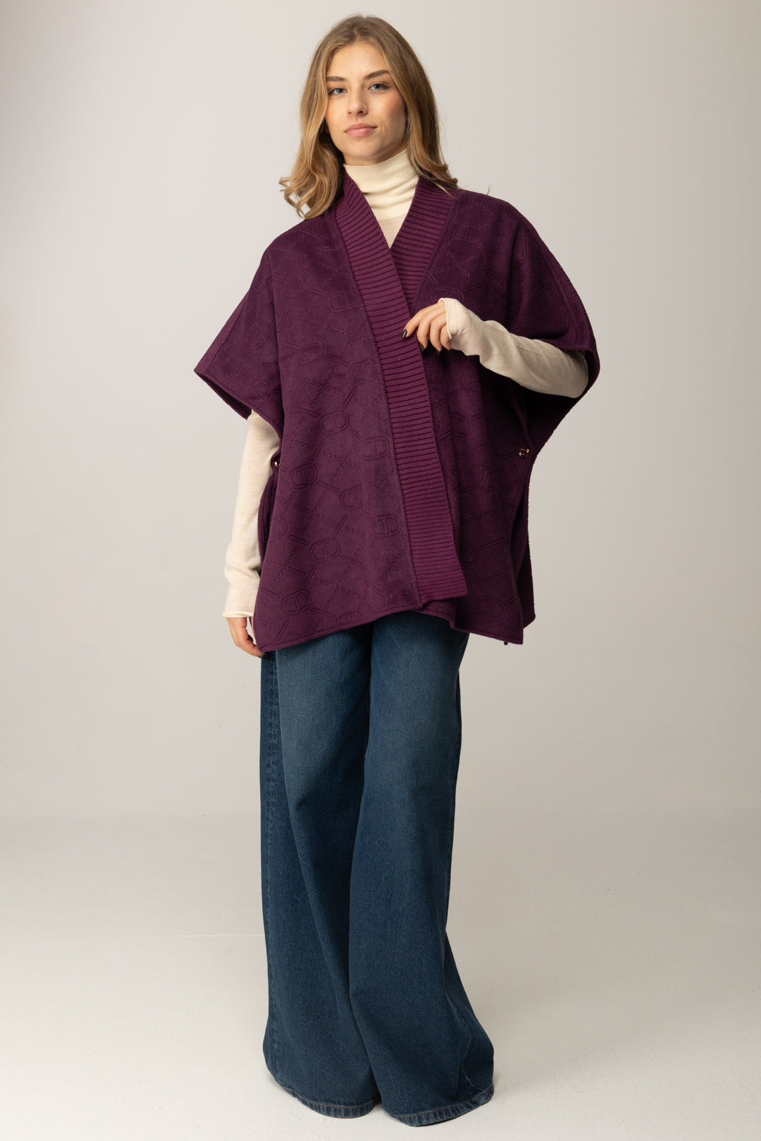 Twin-set Poncho In Maglia 252TO5420 PURPLE EDEN