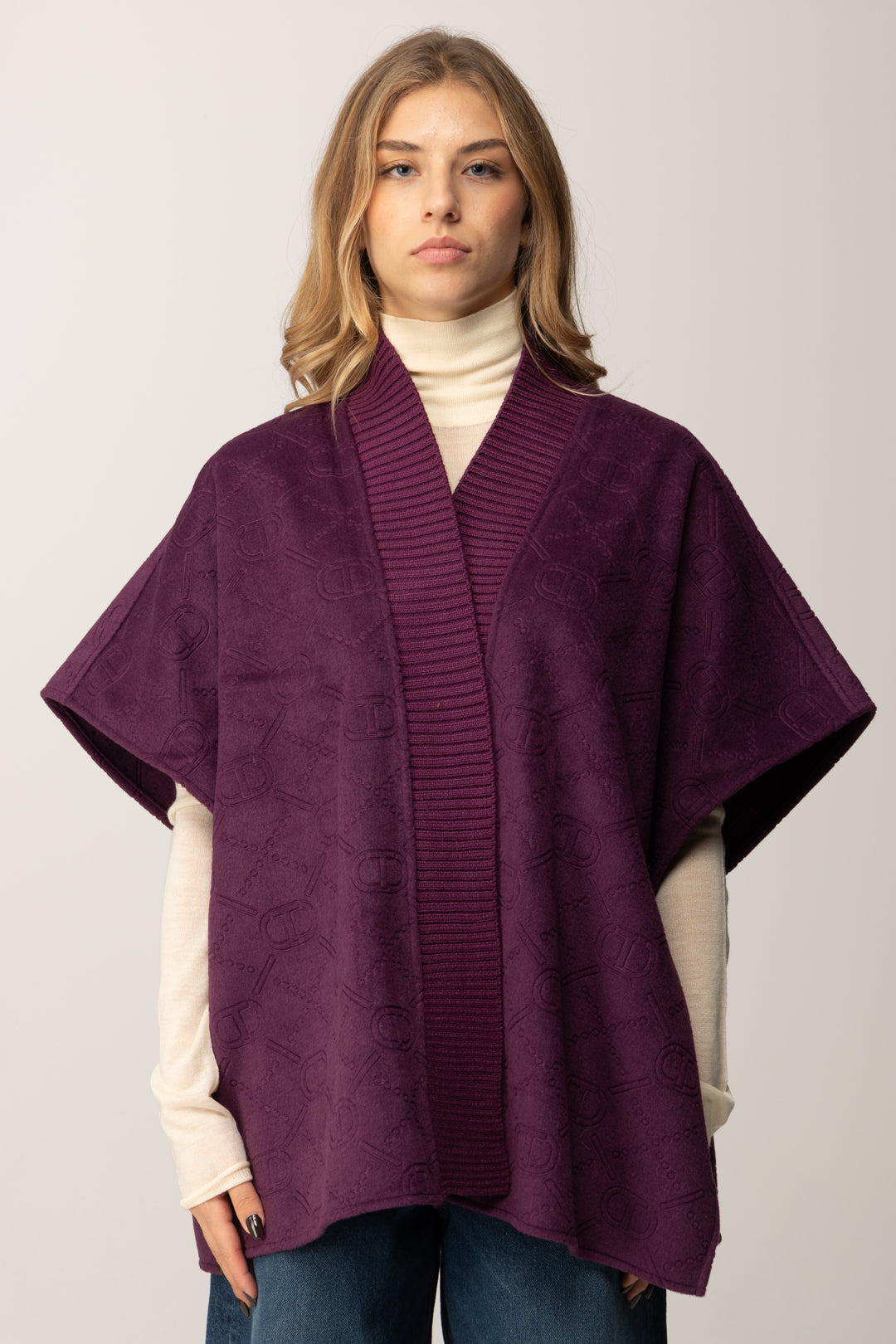 Twin-set Poncho In Maglia 252TO5420 PURPLE EDEN