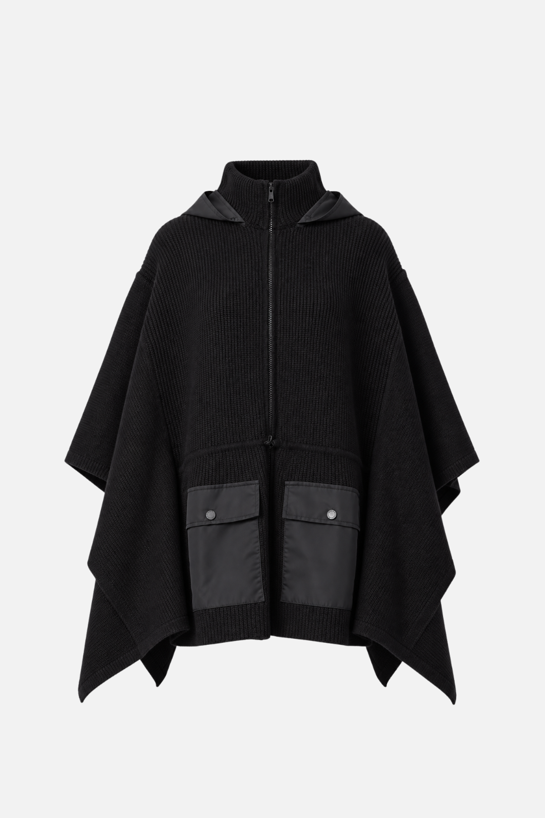 Twin-set Poncho In Maglia con Cappuccio e Coulisse In Vita 262TA4430 NERO