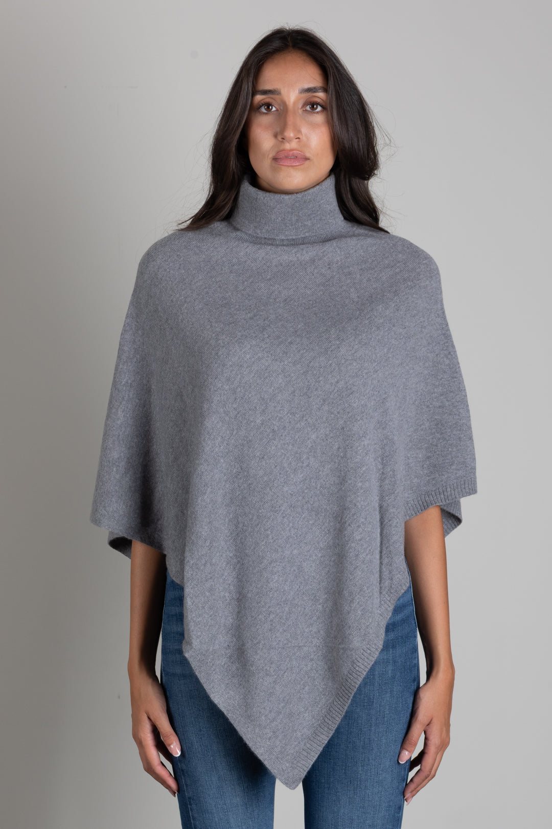 Patrizia Pepe Poncho In Maglia con Collo Alto 8F0054 K247 GRIGIO MELANGE