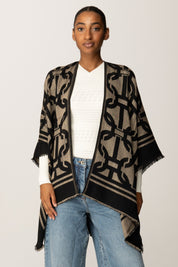 Twin-set Poncho In Maglia con Maxi Logo Intrecciato
 252TA4370 NERO