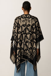 Twin-set Poncho In Maglia con Maxi Logo Intrecciato
 252TA4370 NERO