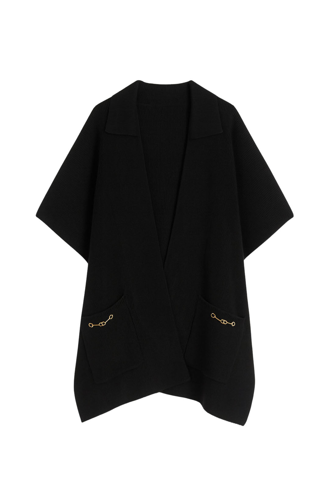 Twin-set Poncho In Maglia con Tasche con Morsetto Oro 252TA4540 NERO