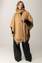 Twin-set Poncho In Panno con Sciarpa 252TO5170 BIC.ALPACA/NERO