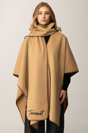Twin-set Poncho In Panno con Sciarpa 252TO5170 BIC.ALPACA/NERO