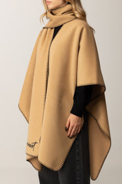 Twin-set Poncho In Panno con Sciarpa 252TO5170 BIC.ALPACA/NERO