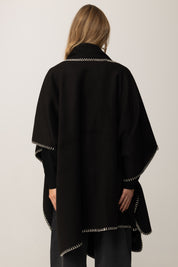 Twin-set Poncho In Panno con Sciarpa 252TO5170 BIC.NERO/NEVE