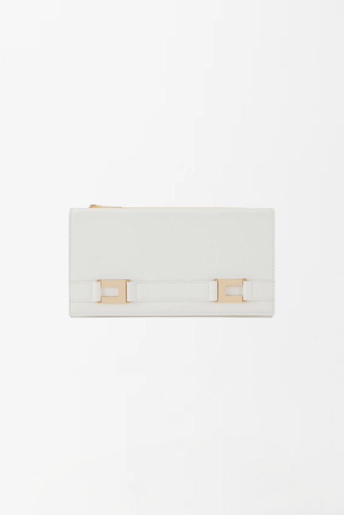 Elisabetta Franchi Portafoglio con Dettaglio Logo e Tracollina PF65A61E2 BURRO