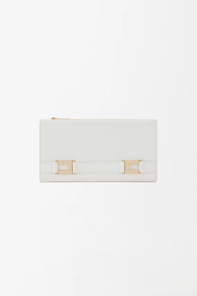 Elisabetta Franchi Portafoglio con Dettaglio Logo e Tracollina PF65A61E2 BURRO