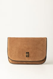 Elisabetta Franchi Pouch Scamosciata con Dettagli In Vinile BS59N57E2 COGNAC/NERO