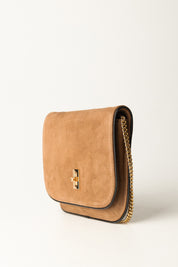 Elisabetta Franchi Pouch Scamosciata con Dettagli In Vinile BS59N57E2 COGNAC/NERO