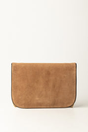 Elisabetta Franchi Pouch Scamosciata con Dettagli In Vinile BS59N57E2 COGNAC/NERO