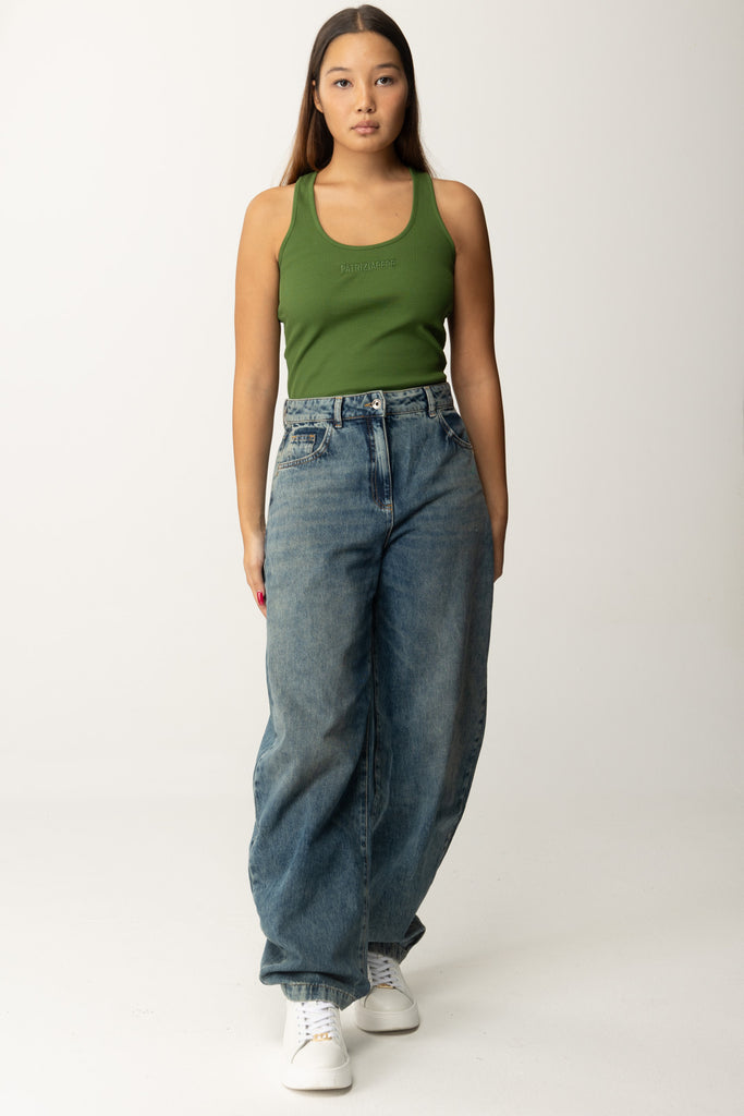 Canotta Basica con Logo Lettering Patrizia Pepe verde