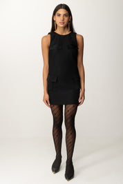 Mini Abito a Sacchetto con Tasconi AB65846E2 Nero Elisabetta Franchi