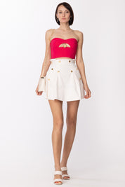 Elisabetta Franchi Top con Ciondolo Moneta TO02032E2 FUXIA