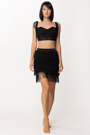 Mali Beachwear Top con Frange e Rete MALI-DROP-CHASETM-MR-BK-FR-BK NERO