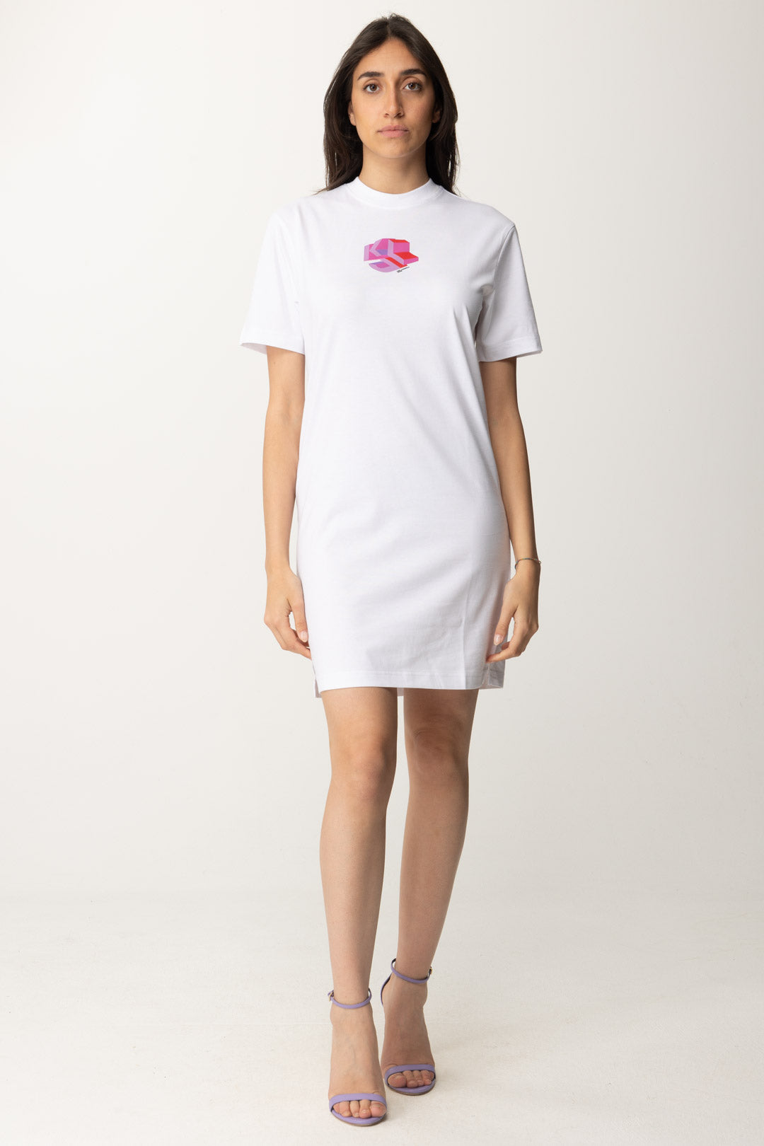 Karl Lagerfeld Women's T-shirt Dress with Print 241J1306 WHITE Khloefemme Karl Lagerfeld Women's T-shirt Dress with Print 241J1306 WHITE Khloefemme