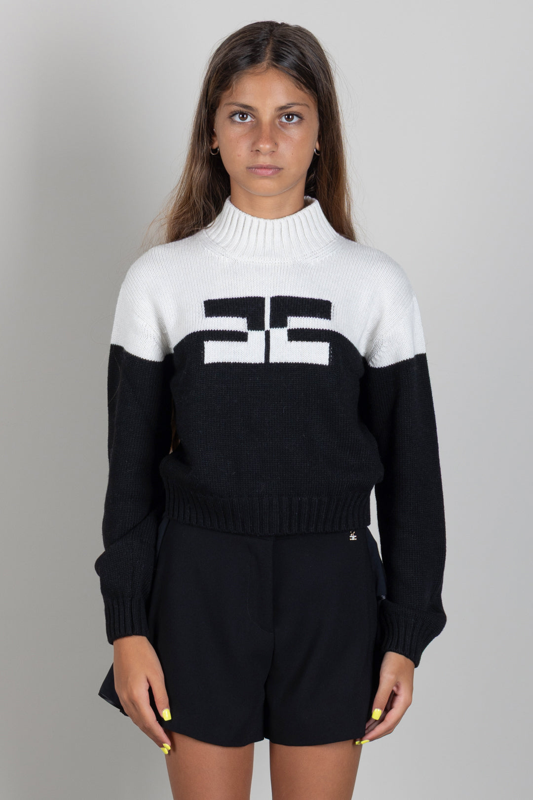 Elisabetta Franchi Bambina Pull a Collo Alto con Logo EFMA215CFL098.D748