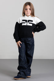Elisabetta Franchi Bambina Pull a Collo Alto con Logo EFMA215CFL098.D748