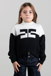 Elisabetta Franchi Bambina Pull a Collo Alto con Logo EFMA215CFL098.D748
