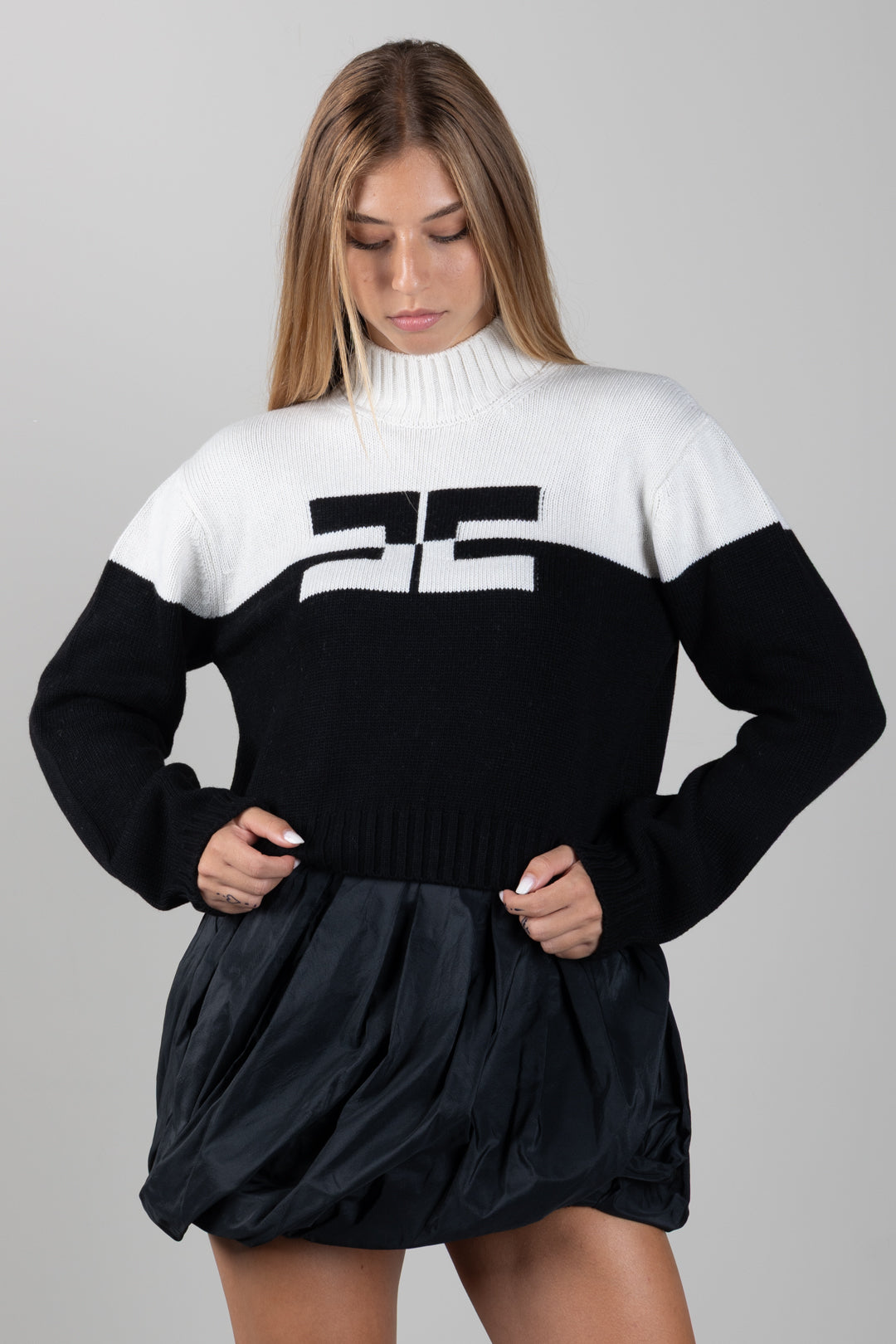 Elisabetta Franchi Bambina Pull a Collo Alto con Logo EFMA215CFL098.D748