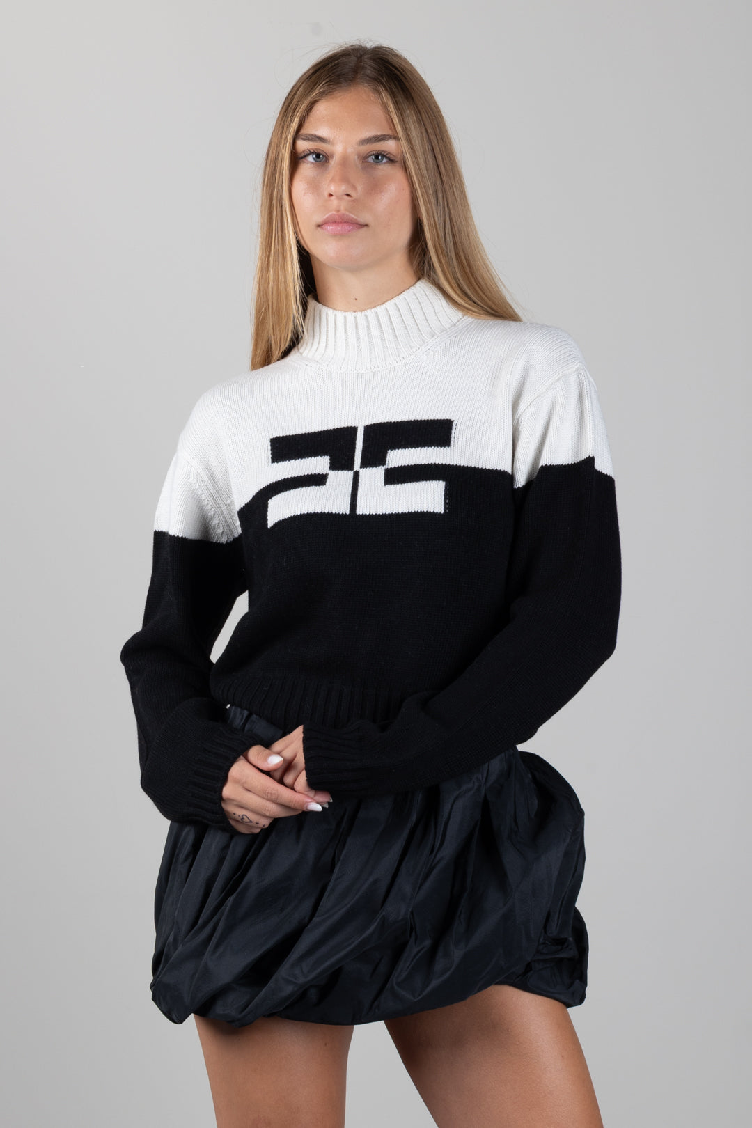 Elisabetta Franchi Bambina Pull a Collo Alto con Logo EFMA215CFL098.D748