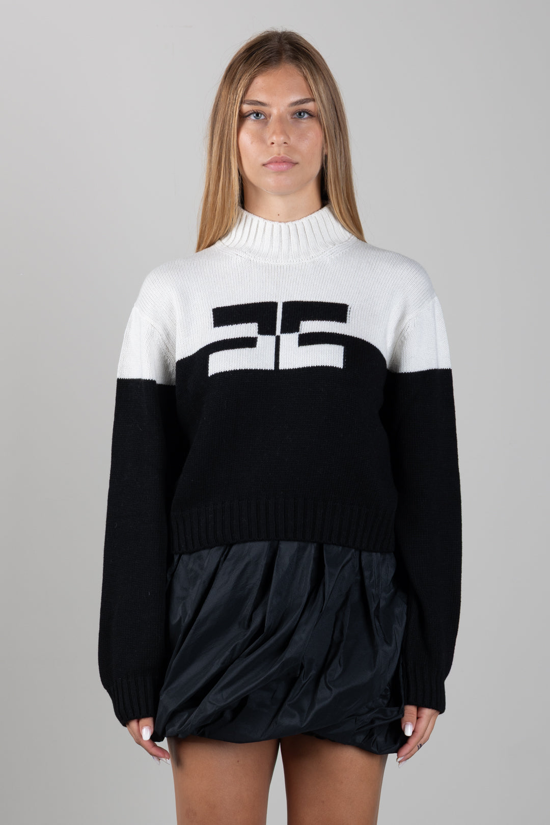 Elisabetta Franchi Bambina Pull a Collo Alto con Logo EFMA215CFL098.D748