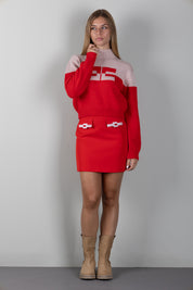 Elisabetta Franchi Bambina Pull Bicolore a Collo Alto con Logo EFMA215CFL098.D641